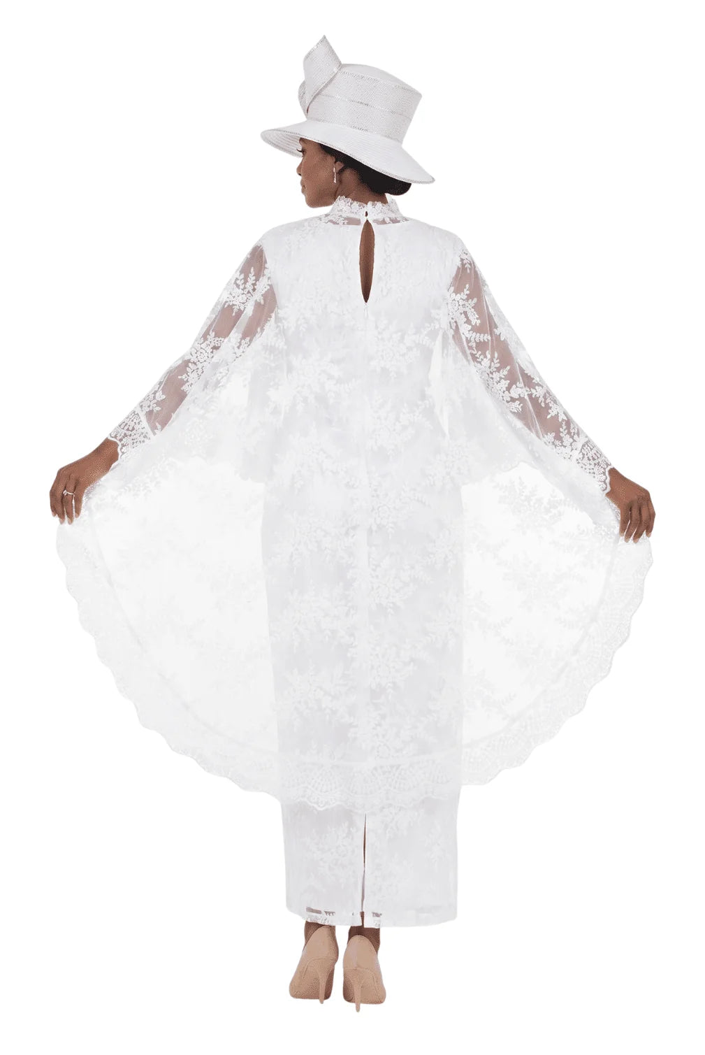 2pc Lux Lace Drs + Stand Collar Cape-Plus