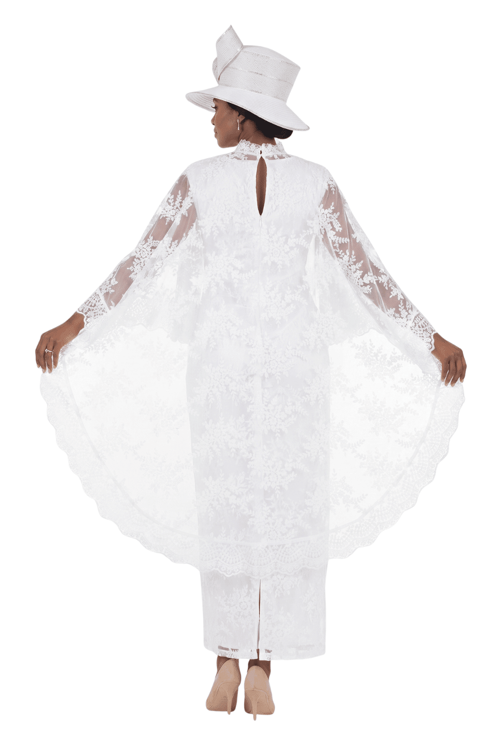 2pc Lux Lace Drs + Stand Collar Cape - Plus - Especially Yours