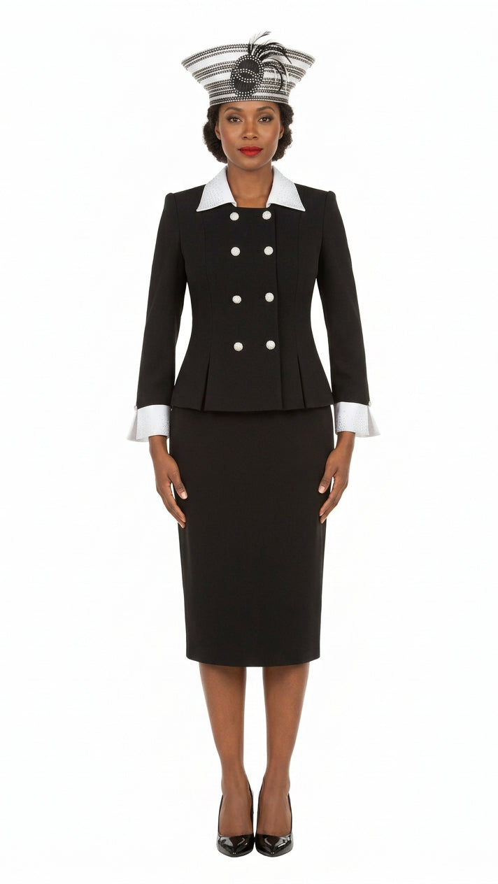 Signature Contrast Crystal Trim 2pc Skirt Suit