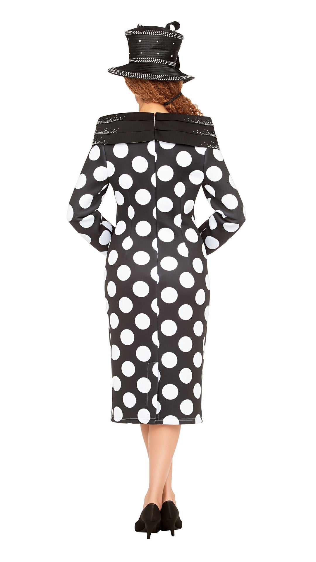 Scuba Blk/Wht Polka Dot Shift Dress