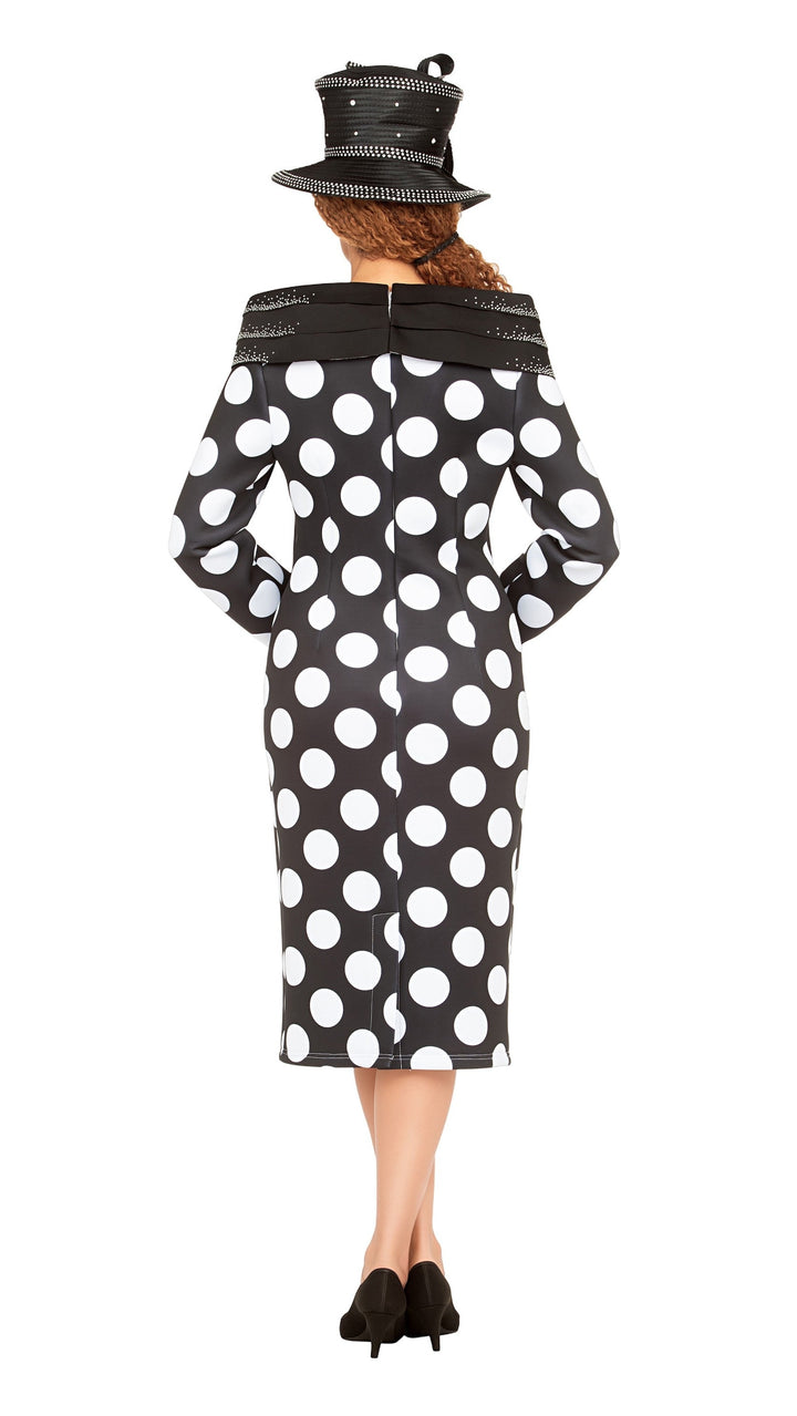 Scuba Blk/Wht Polka Dot Shift Dress