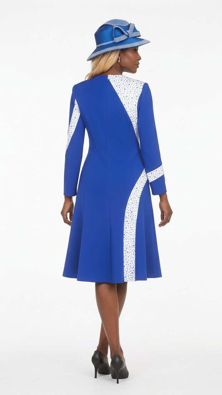 Stoned Scuba Color Block A-line Drs w/ Brooch