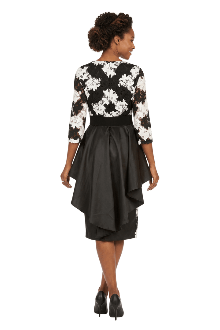 Two - Tone Lace Midi Dress w/ Rfl Peplum&Belt - Plus - Especially Yours