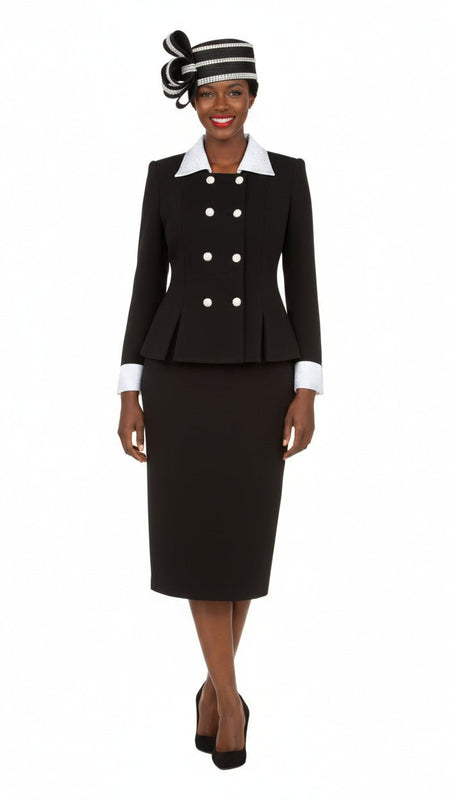 Signature Contrast Crystal Trim Skirt Suit-Plus