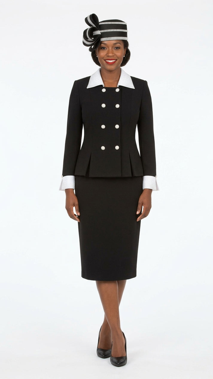 Signature Contrast Crystal Trim 2pc Skirt Suit