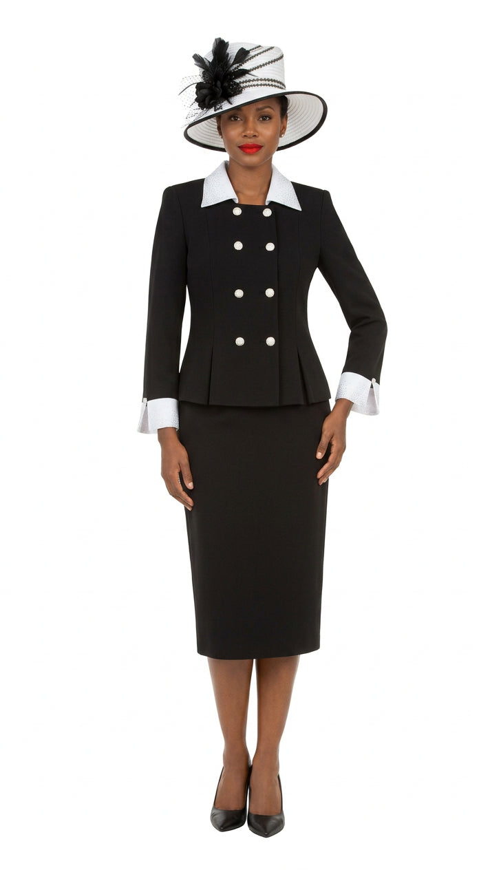 Signature Contrast Crystal Trim 2pc Skirt Suit