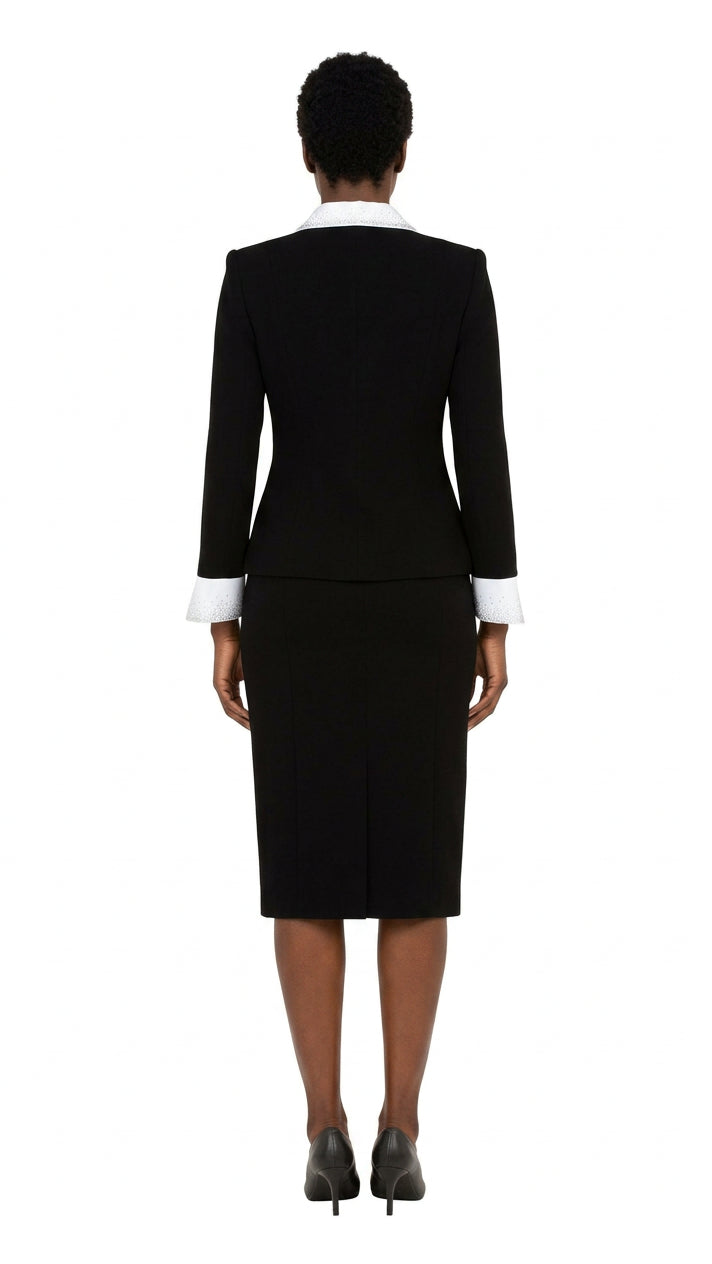 Signature Contrast Crystal Trim 2pc Skirt Suit