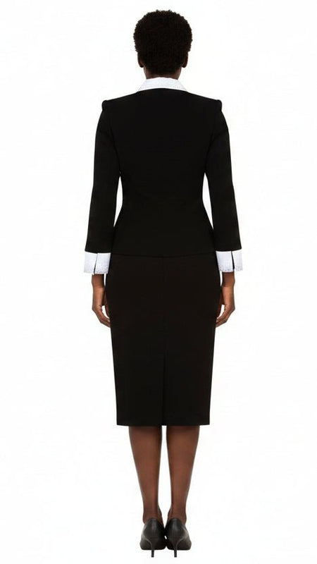 Signature Contrast Crystal Trim Skirt Suit-Plus