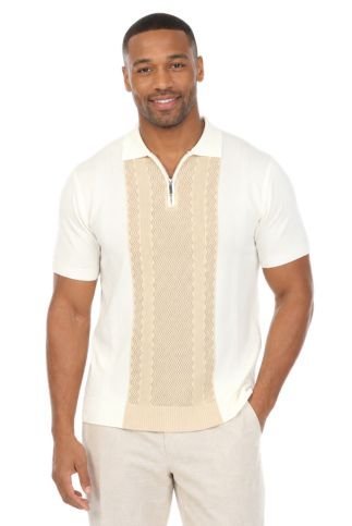 Men's Stylish Premium Knit Textured Polo Shirt with Stripe Accents - Especially Yours