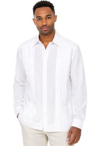 Men's 100% Linen Two - Pocket Design Guayabera Shirt Long Sleeve - Especially Yours