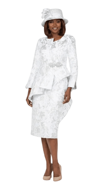 Metallic Brocade 2pc Skirt Suit w/ Asym Jkt - Plus