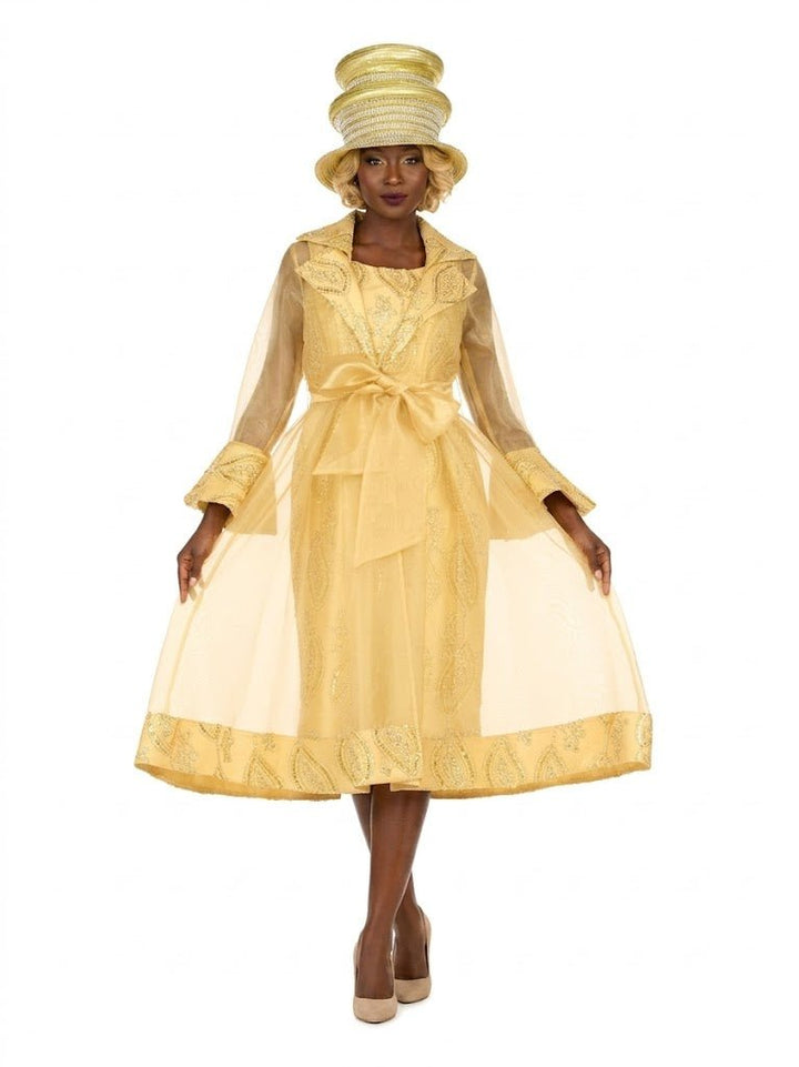 Embroidered Mesh 2pc A - Line Jacket Dress w/ Belt - Especially Yours
