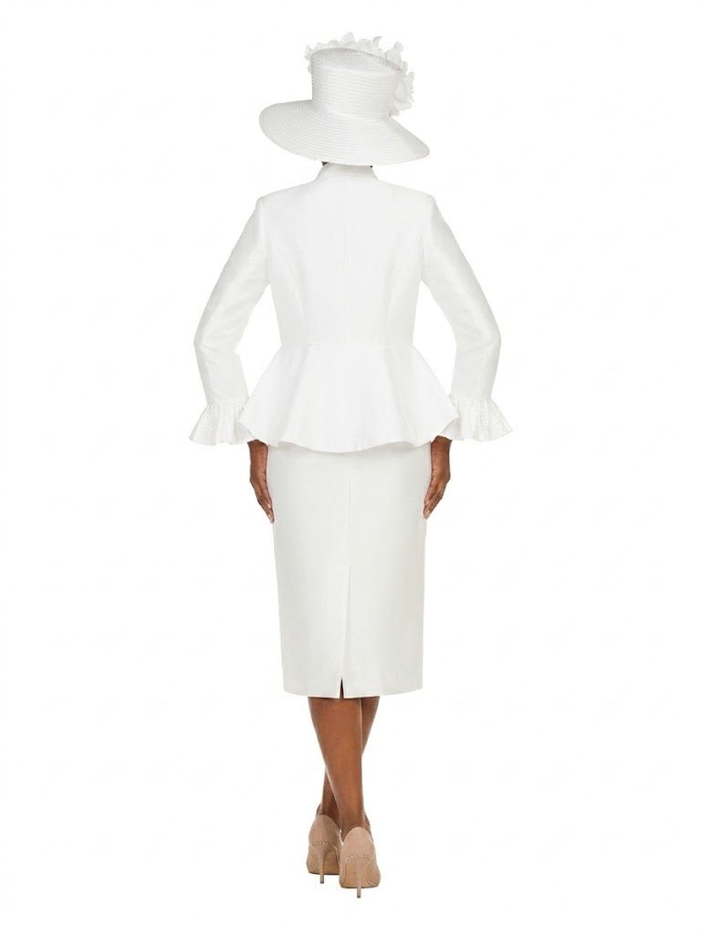 Silky 3pc Peplum Skirt Suit w/ Scalloped Trim - Plus - Especially Yours