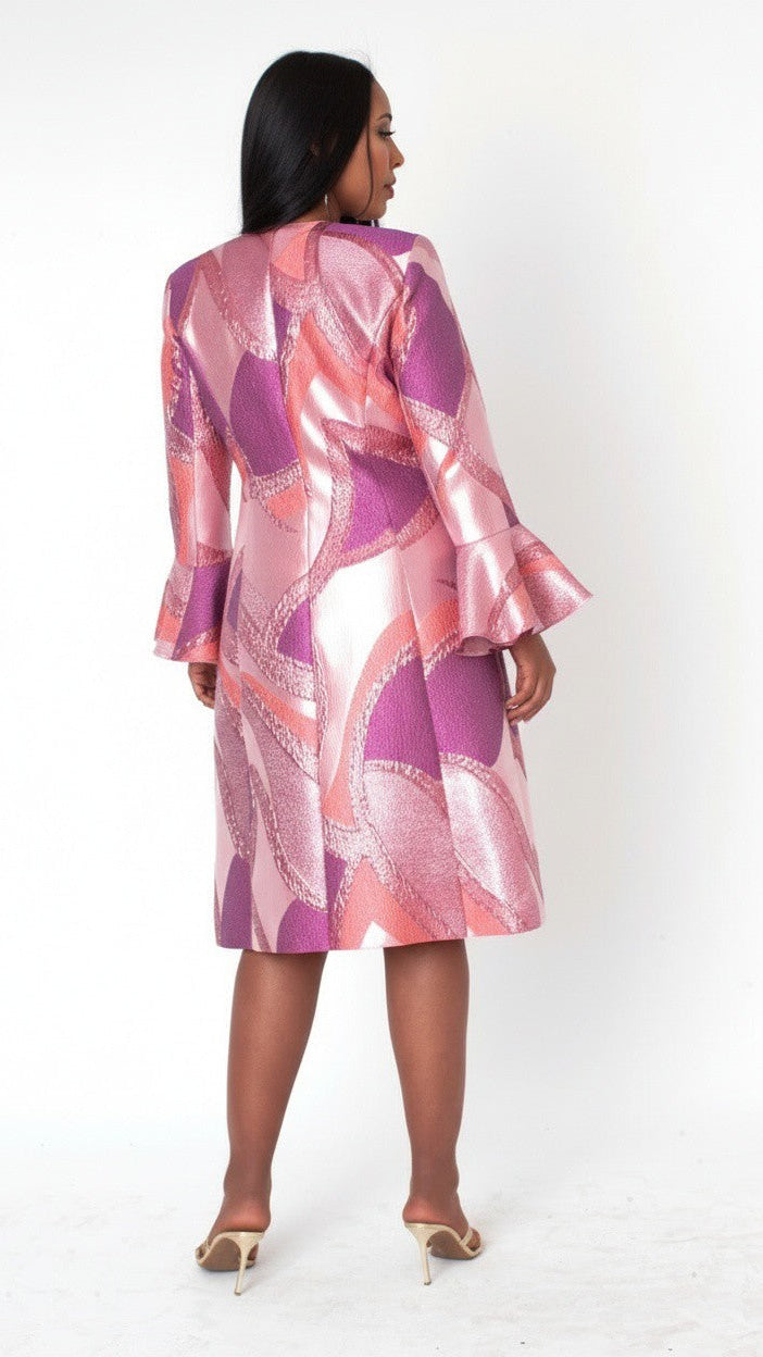 Abstract Print Dress & Duster Set - 41088