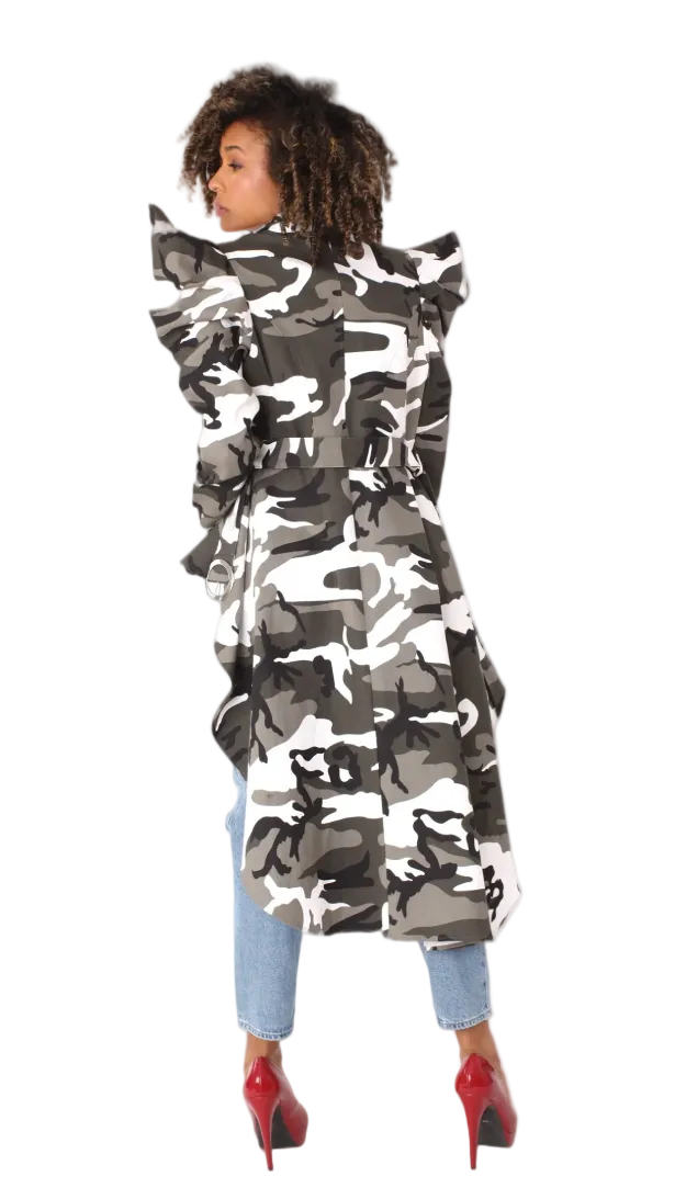 Camo Print Longline Jacket -81896