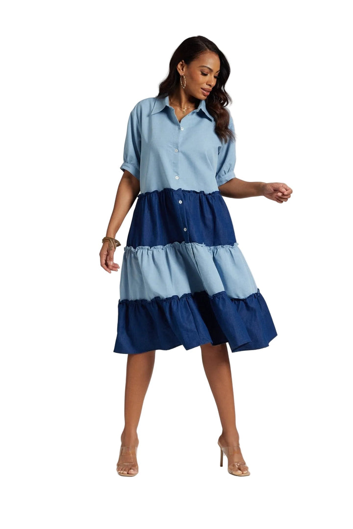 chambray midi dress relaxed fit