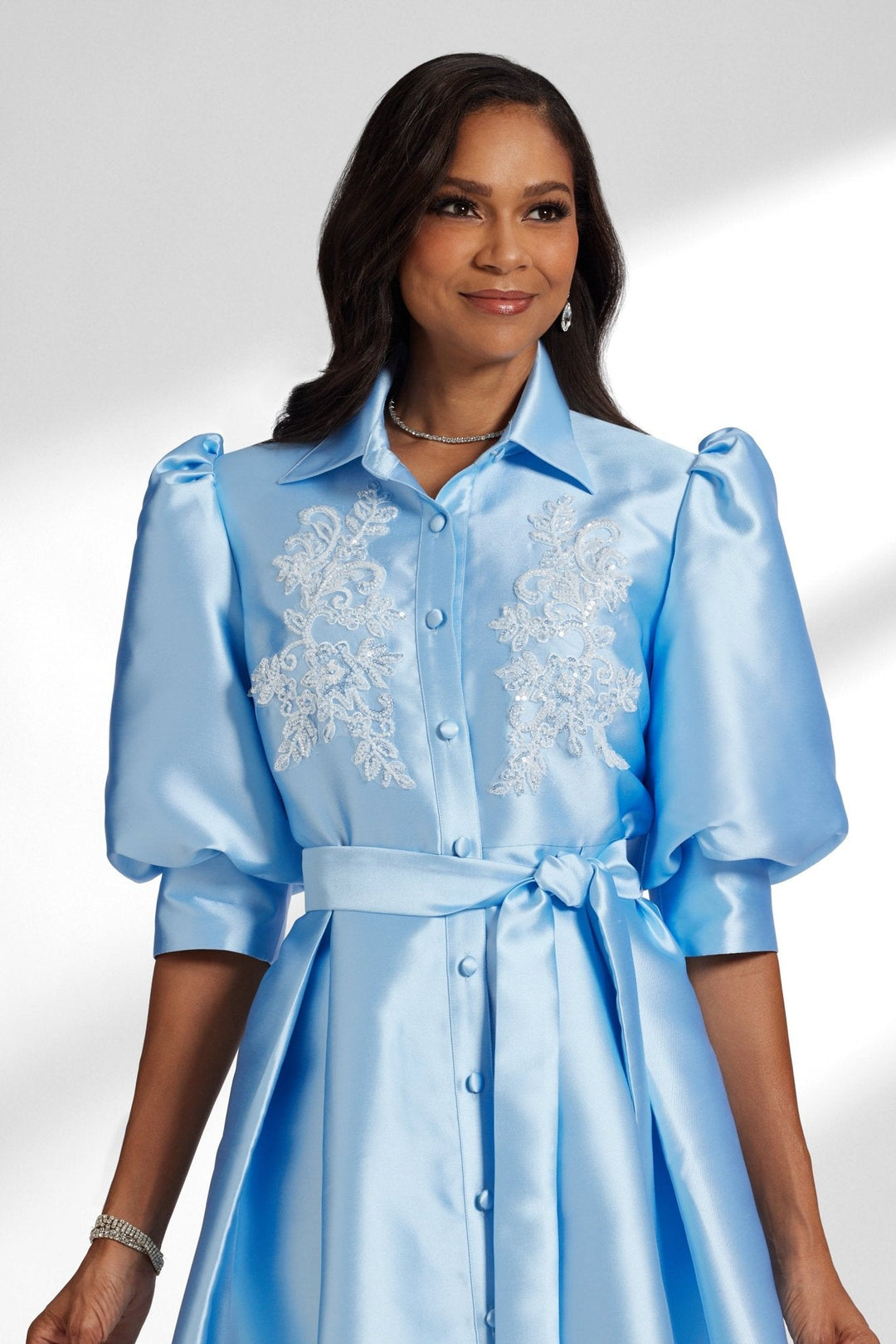 church lace dress button front