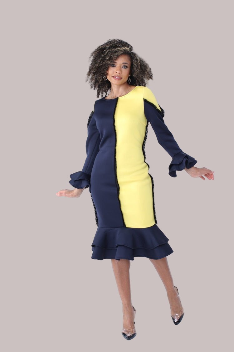 Colorblock Ruffle Midi Dress - 82146 - Especially Yours