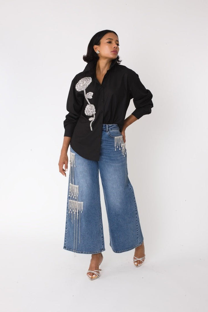 Crystal Cascade Wide - Leg Denim - 82513 - Especially Yours