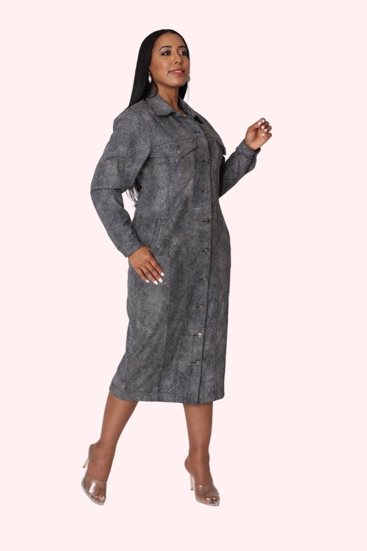 Crystal Embellished Denim Midi Dress - 82680 - Especially Yours