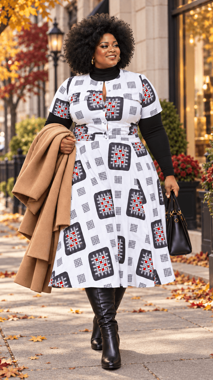 AMARA AFRICAN PRINT CROP TOP & MIDI SKIRT SET [WHITE] - Especially Yours