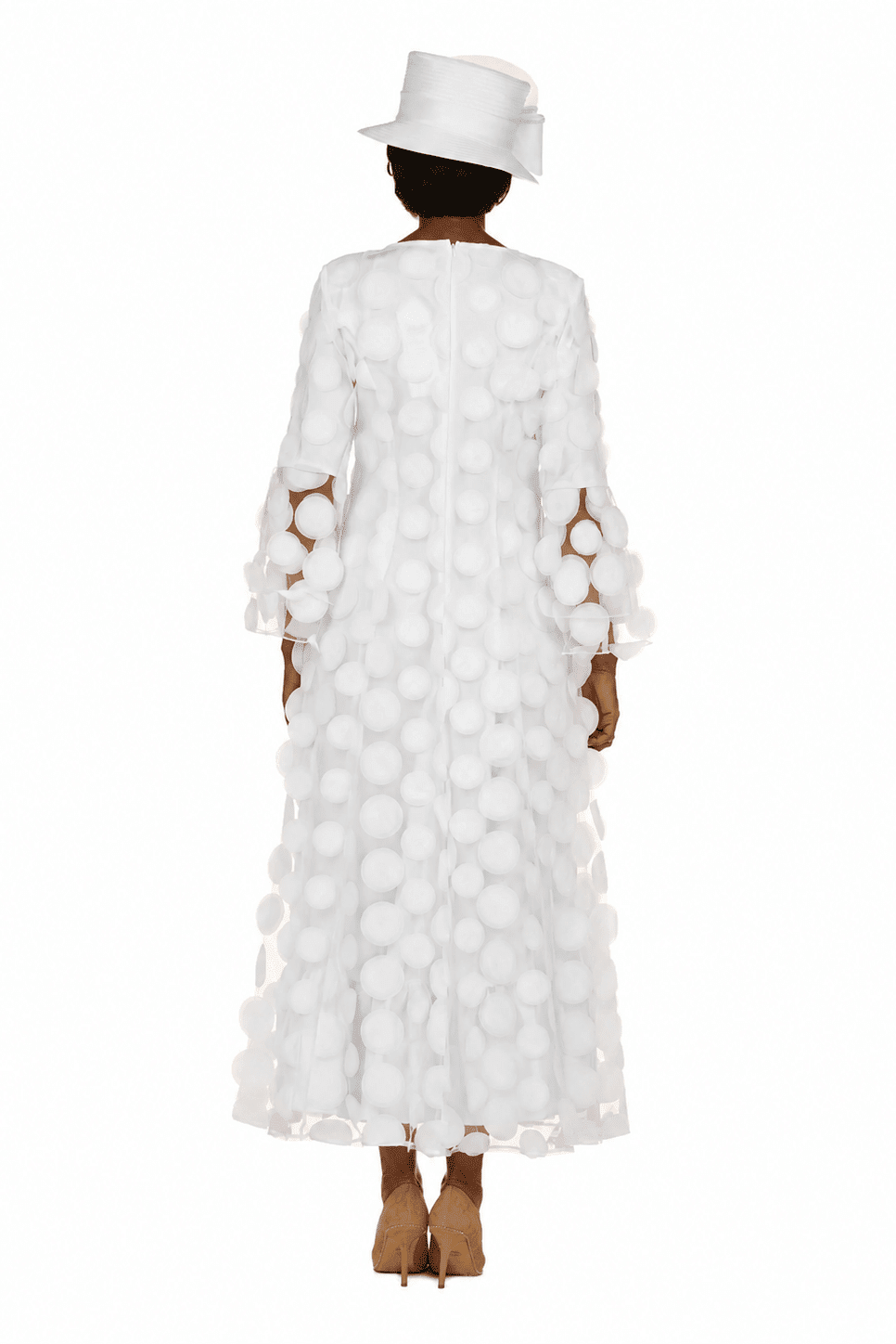 Elegant 3D Dot Mesh Bell Sleeve Maxi Dress - Especially Yours