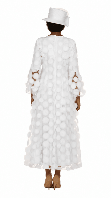 Elegant 3D Dot Mesh Bell Sleeve Maxi Dress