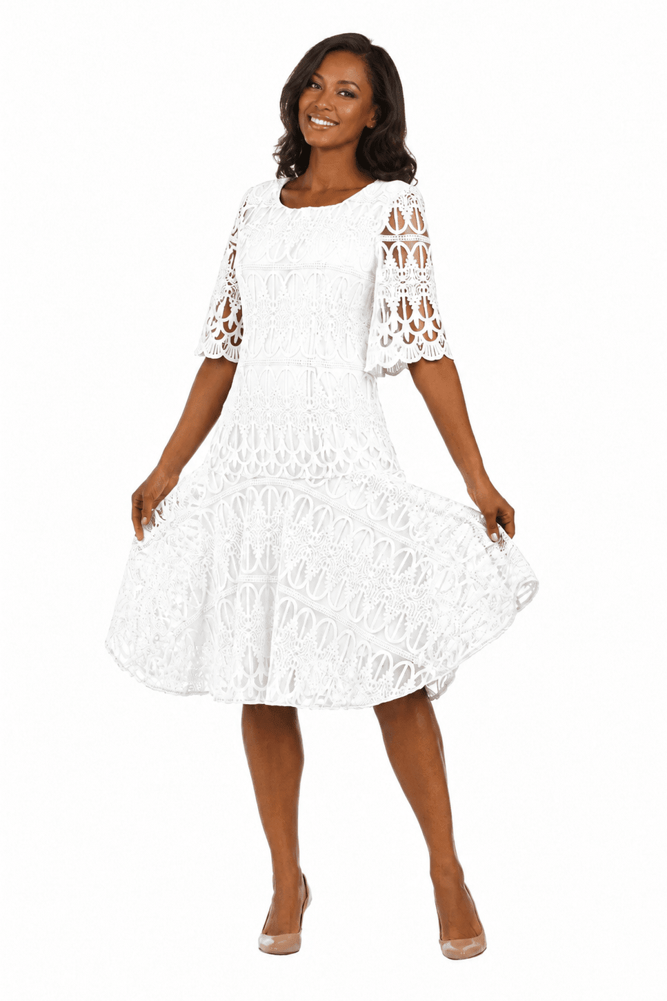 Ornate Lace Fit-and-Flare Midi Dress - Especially Yours