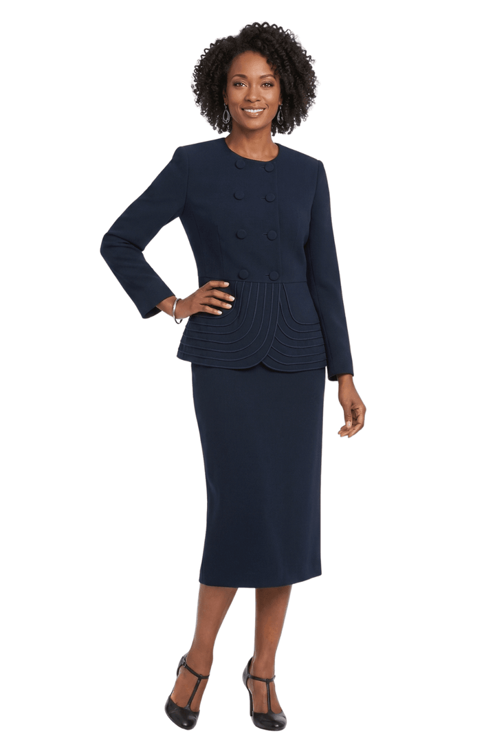 2pc Dbl Brstd Tiered Peplum Jkt Skt Suit - Plus - Especially Yours