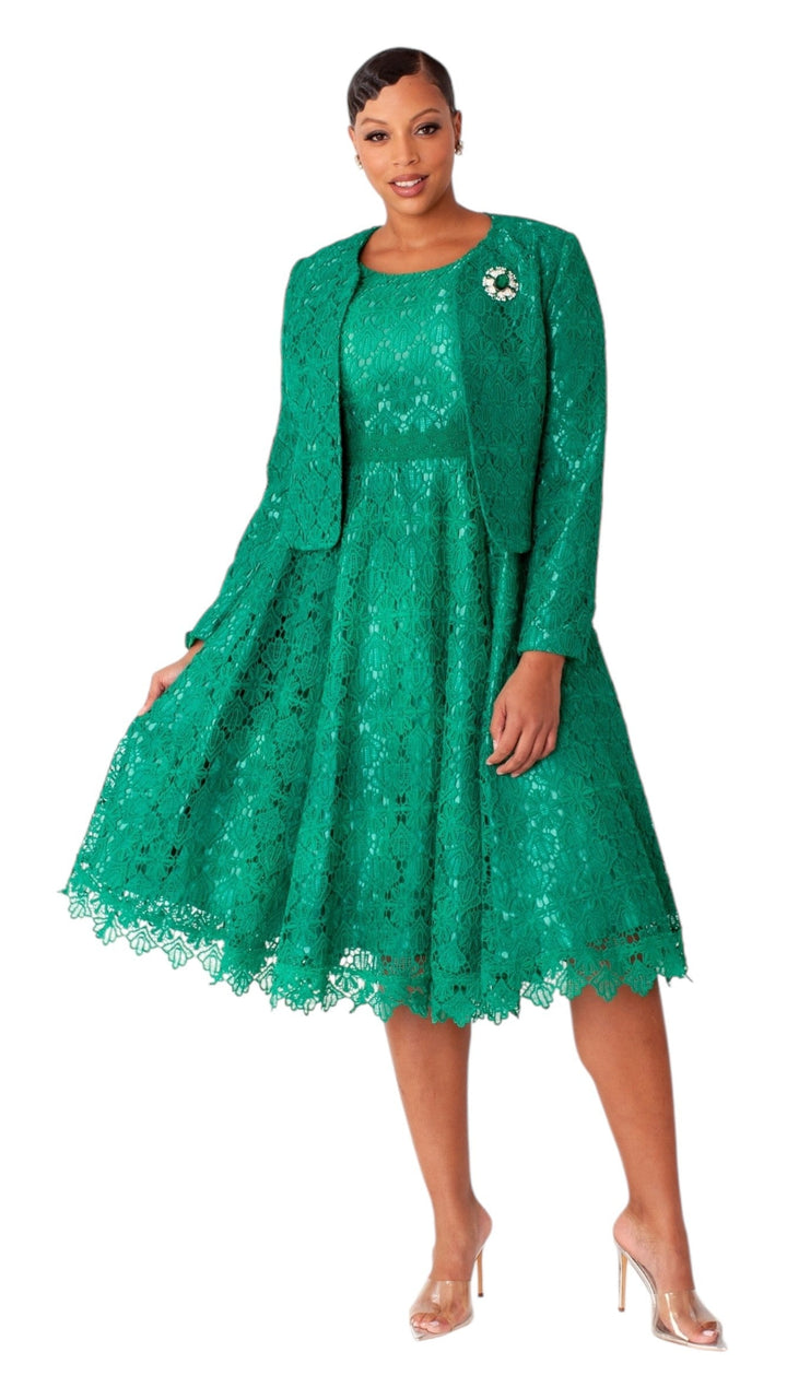 Elegant Two-Piece Lace Dress & Jacket Set- 4856