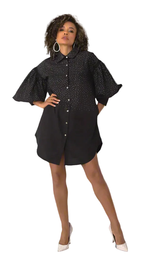 Embellished Long Sleeve Shirt -82214