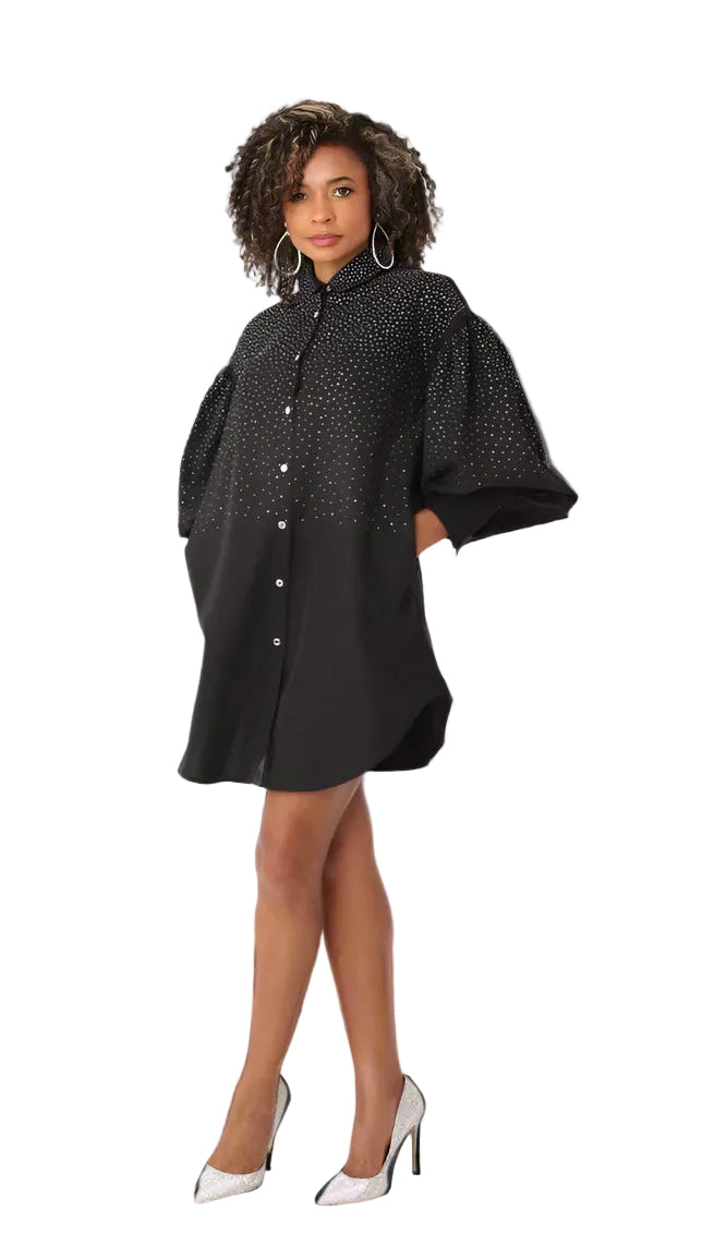 Embellished Long Sleeve Shirt -82214