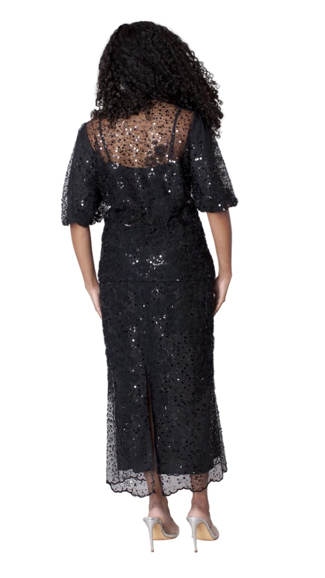Embroidered Sequin Organza Skirt Set - 82904