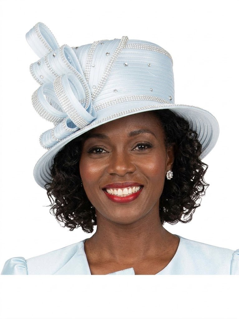 Medium Brim Ribbon Bow Rhinestone Dress Hat - Especially Yours