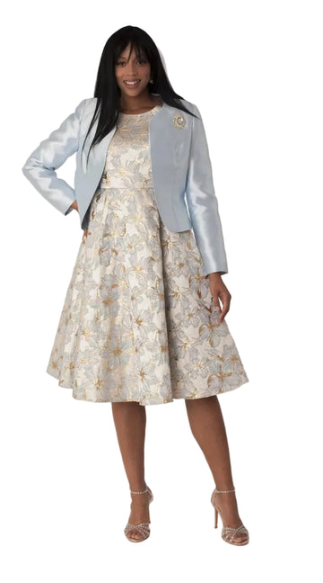Floral Brocade Church Dress with Jacket- 4819
