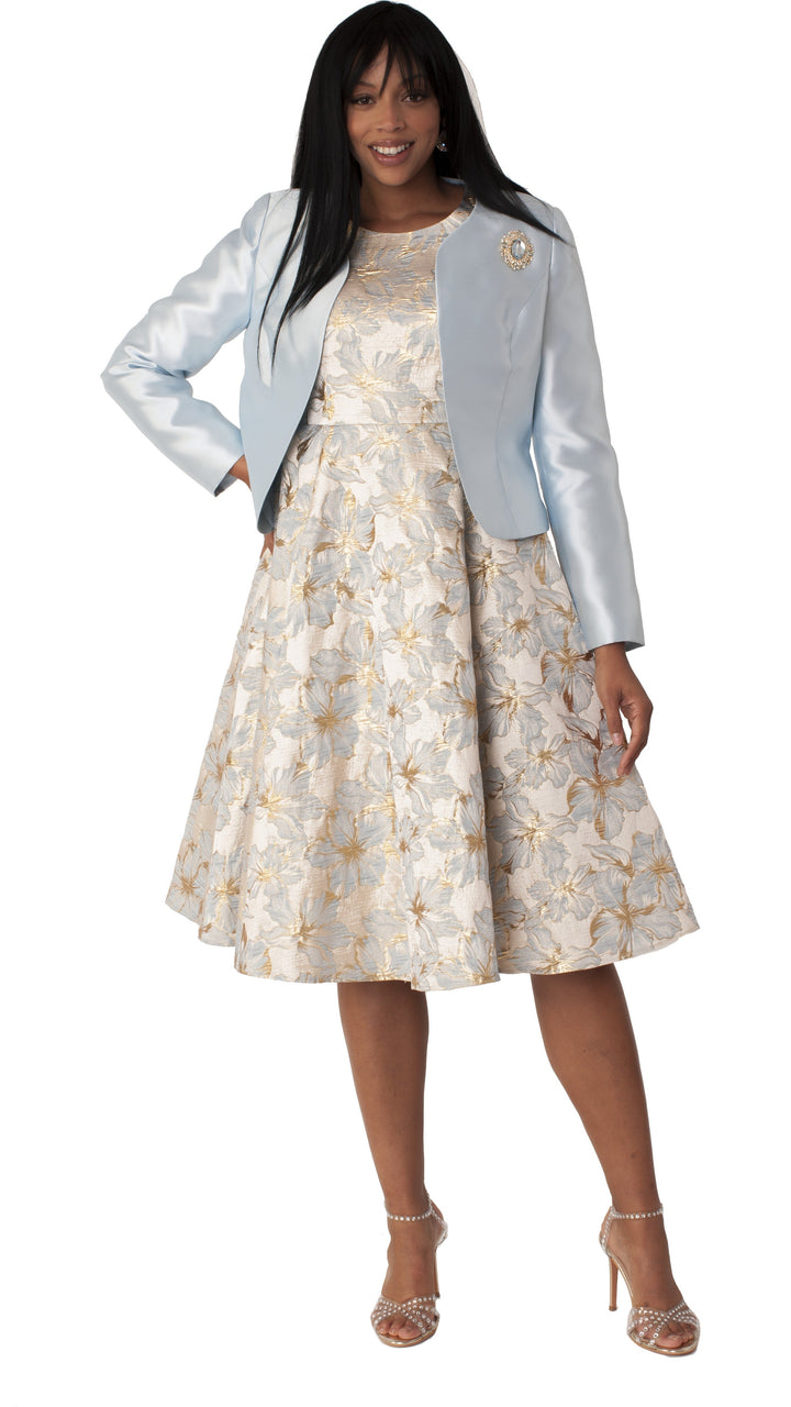 Floral Brocade Church Dress with Jacket- 4819