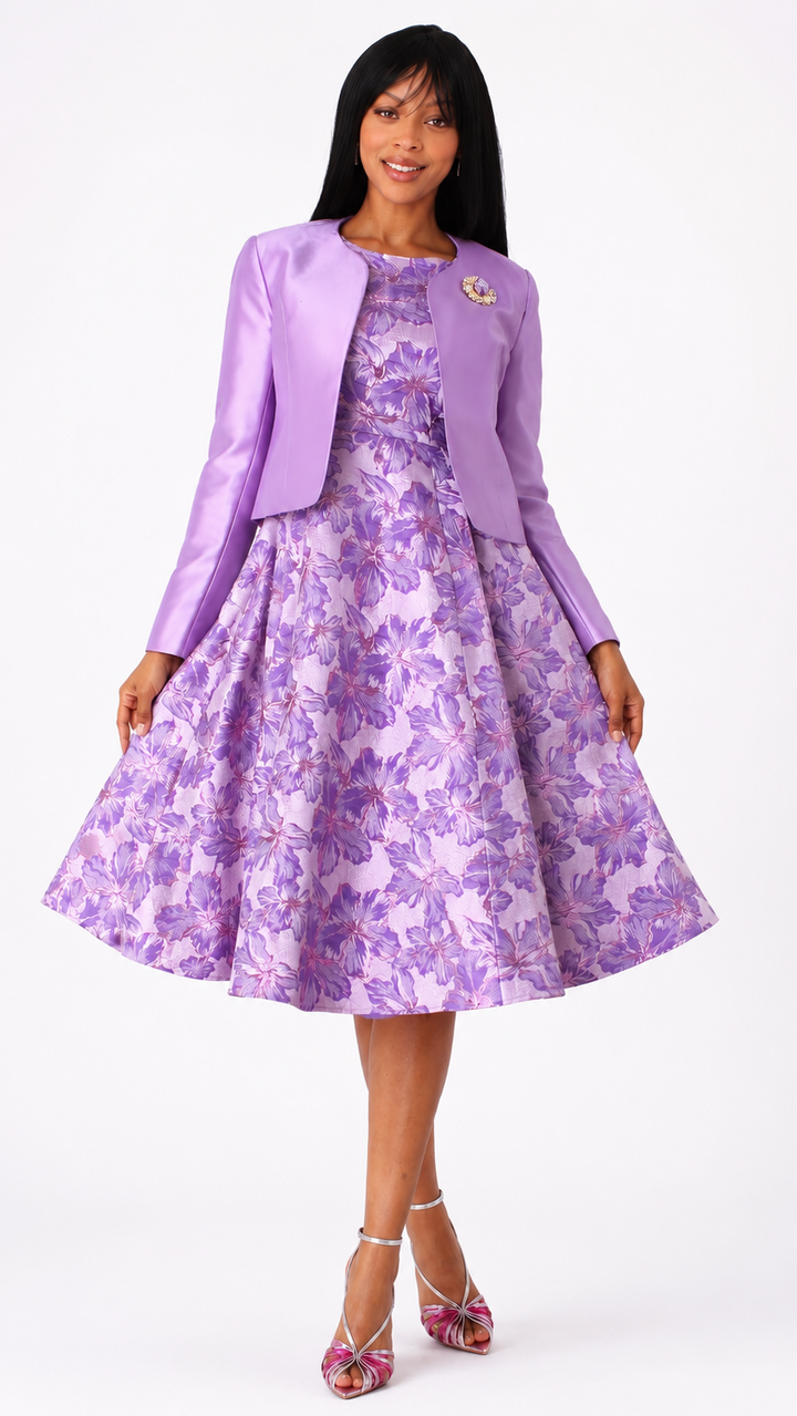 Floral Brocade Church Dress with Jacket- 4819