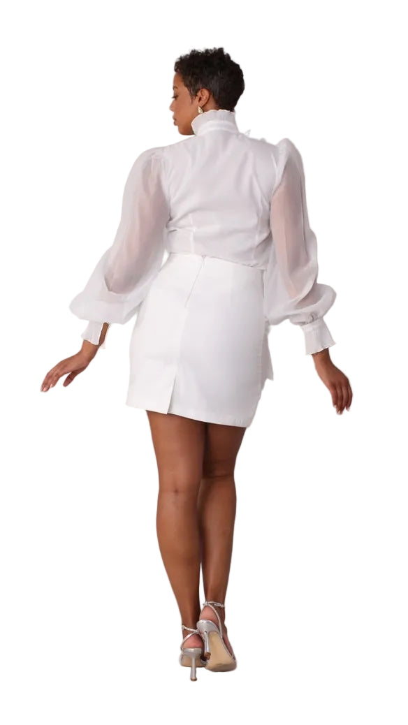 Floral Embroidered Skirt White Cocktail Skirt - 82683