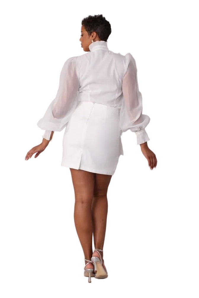 Floral Embroidered Skirt White Cocktail Skirt - 82683 - Especially Yours