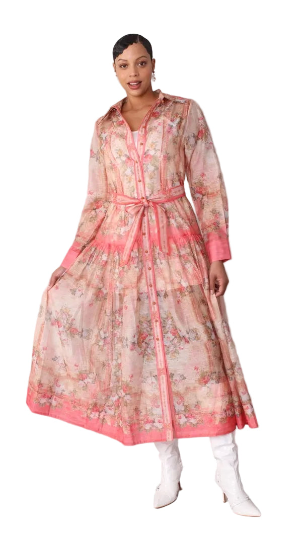 Floral Print Shirt Dress - 82507