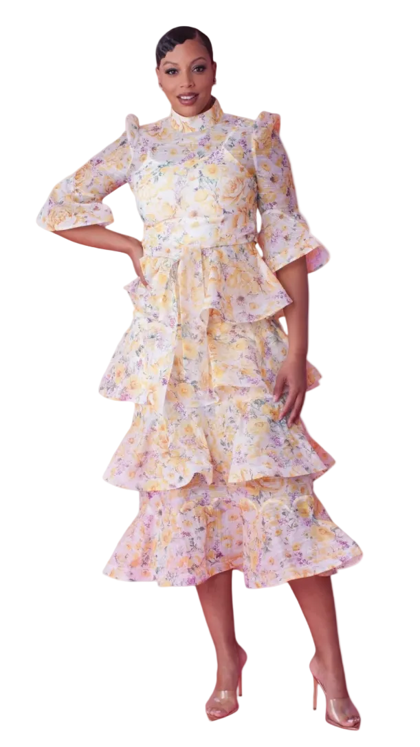 Floral Tiered Ruffle Midi Dress -82718