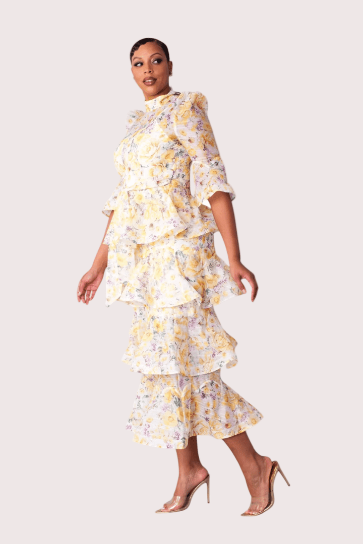 Floral Tiered Ruffle Midi Dress - 82718 - Especially Yours