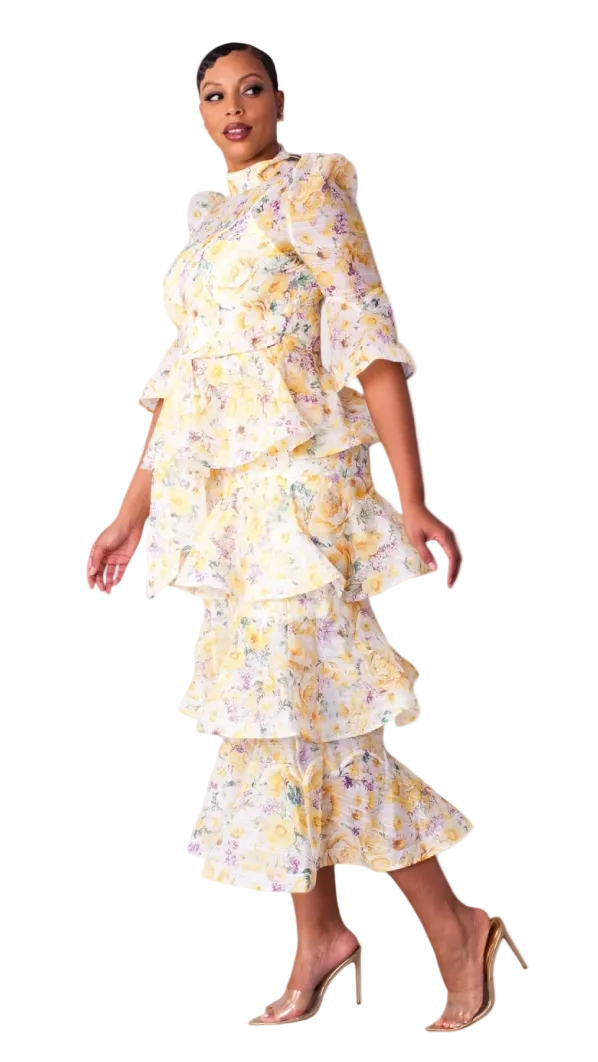 Floral Tiered Ruffle Midi Dress -82718