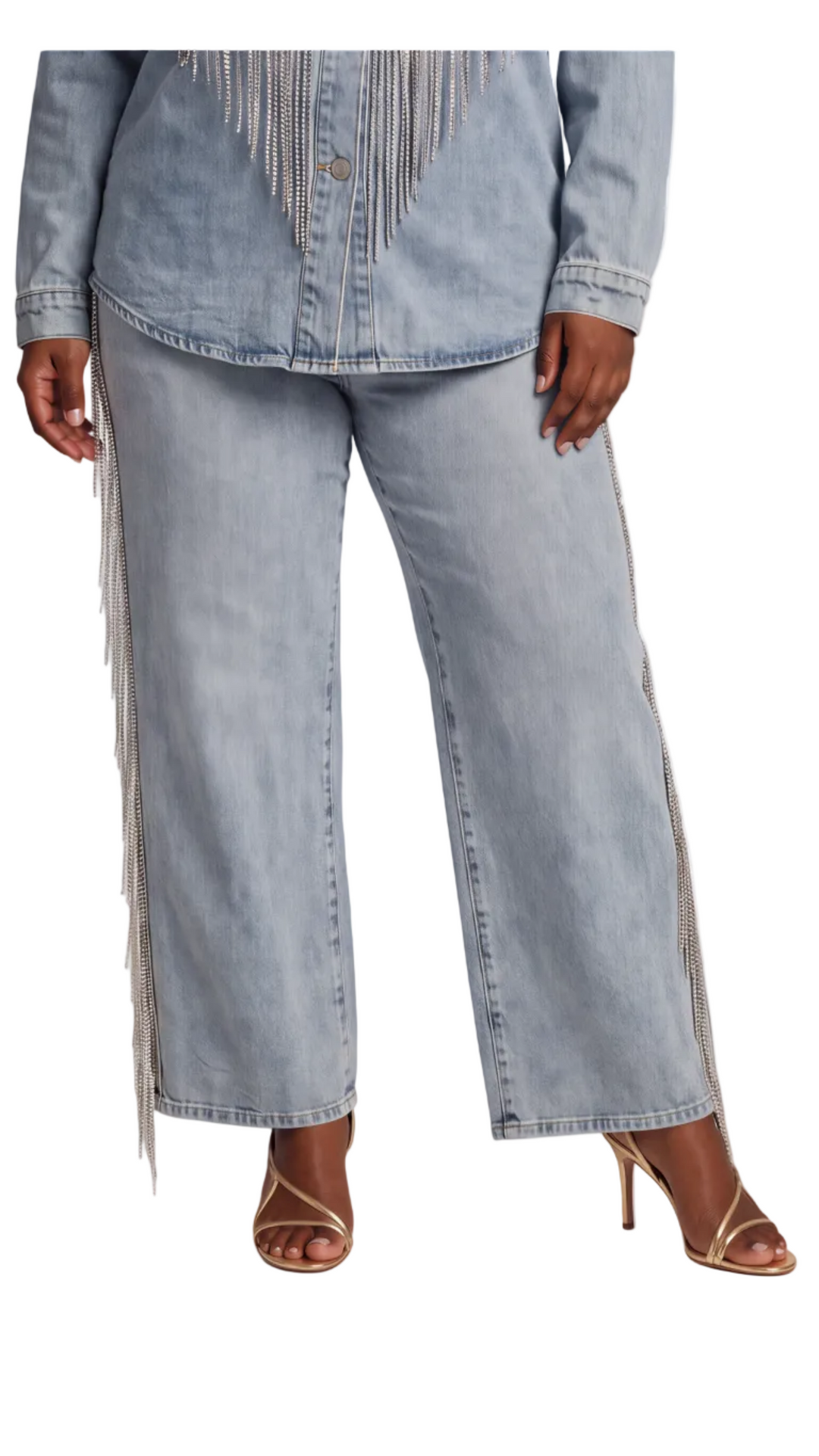 Rhinestone Fringe Jean - 82939