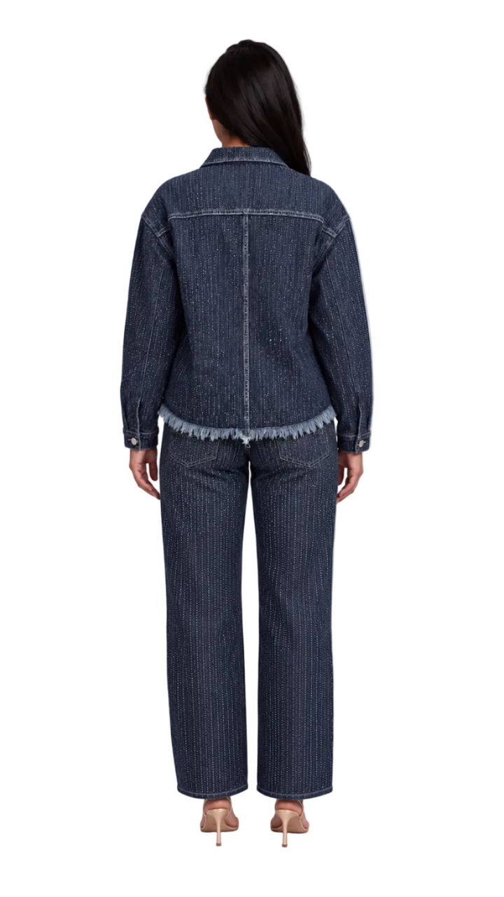 Rhinestone Embellished Denim Jacket - 82978