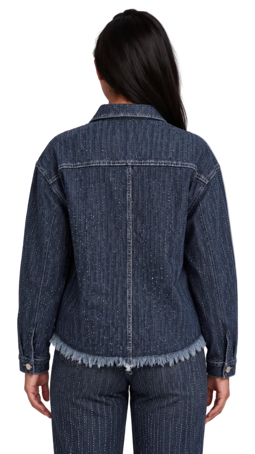 Rhinestone Embellished Denim Jacket - 82978