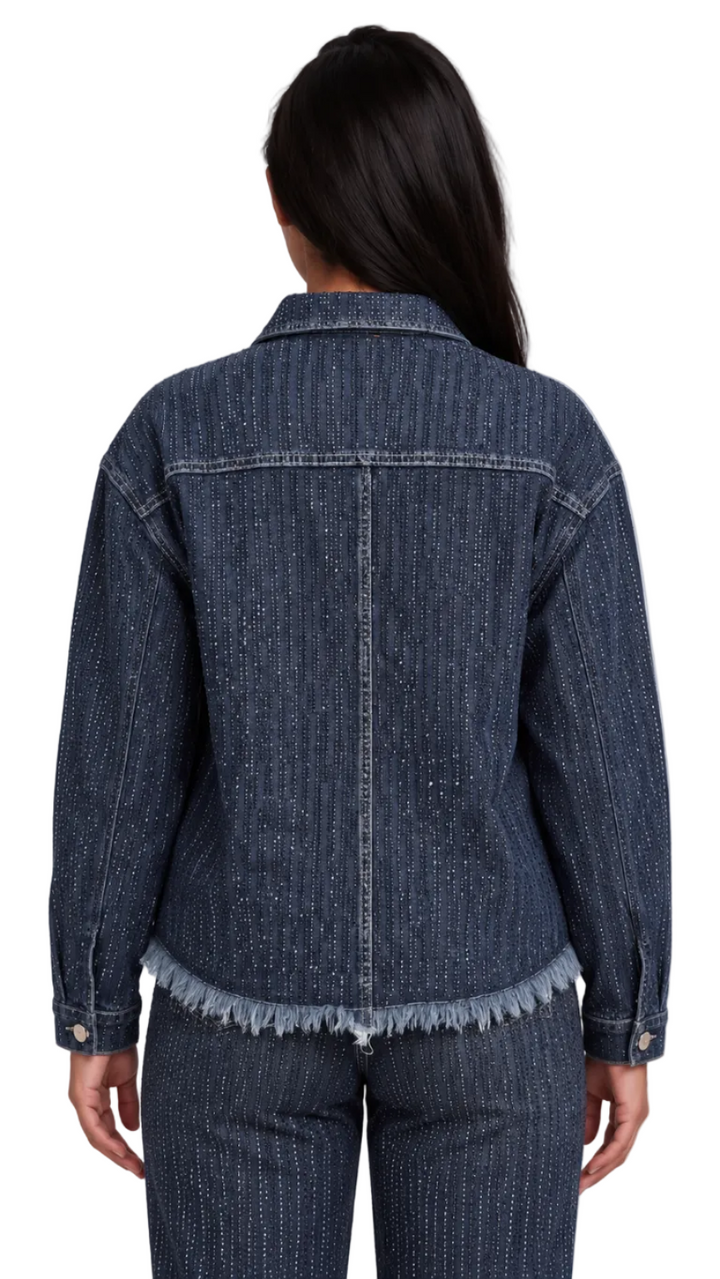 Rhinestone Embellished Denim Jacket - 82978