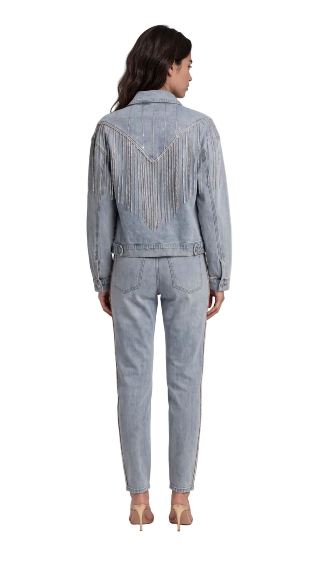 Rhinestone Fringe Denim Jacket – 82938