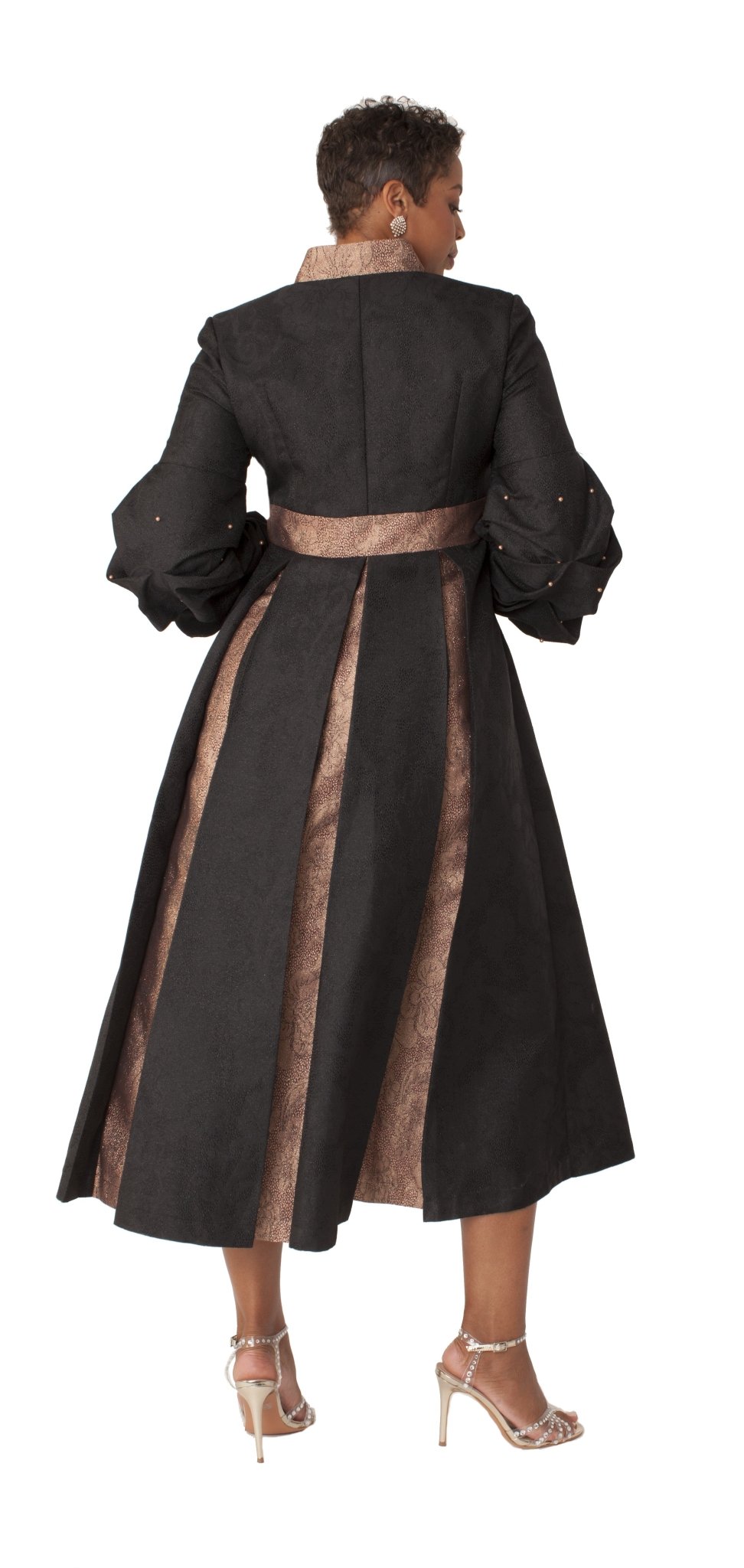 Formal Dress Robe with Puff Sleeves with Pearl Cross Accent - 4850 - Especially Yours