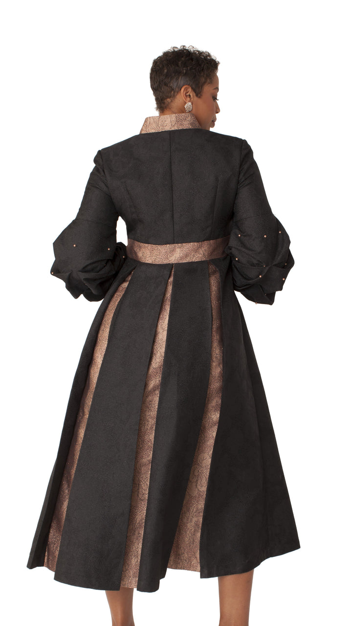 Formal Dress Robe with Puff Sleeves with Pearl Cross Accent- 4850